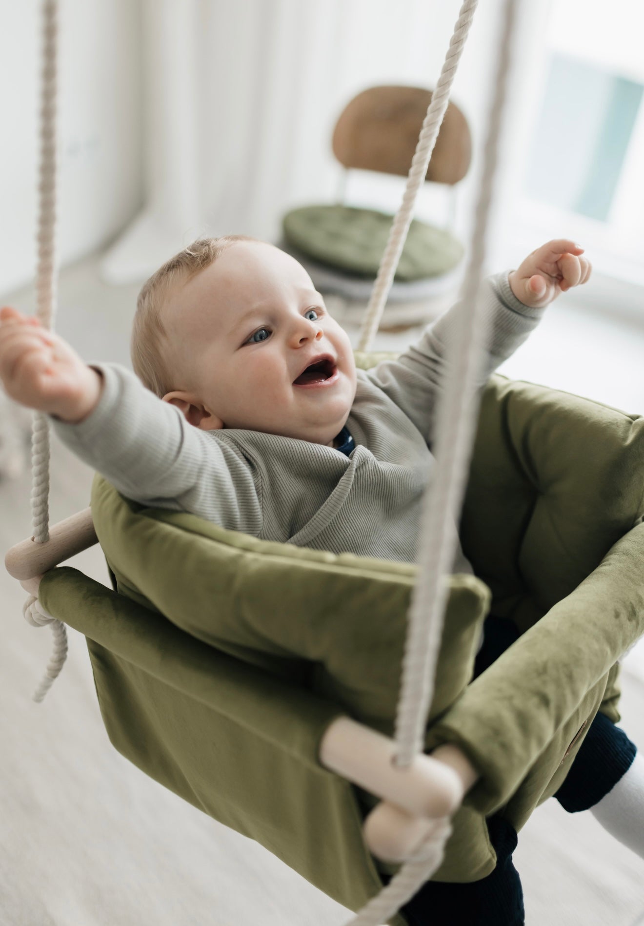 Luxury Olive Green Ljuljaška - Ručno radjena ljuljaška za bebe