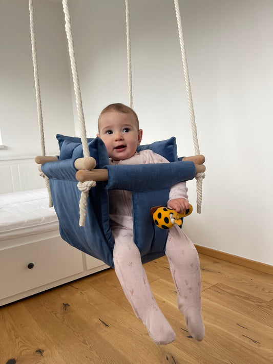 Luxury Royal Blue Ljuljaška - Ručno rađena ljuljaška za bebe