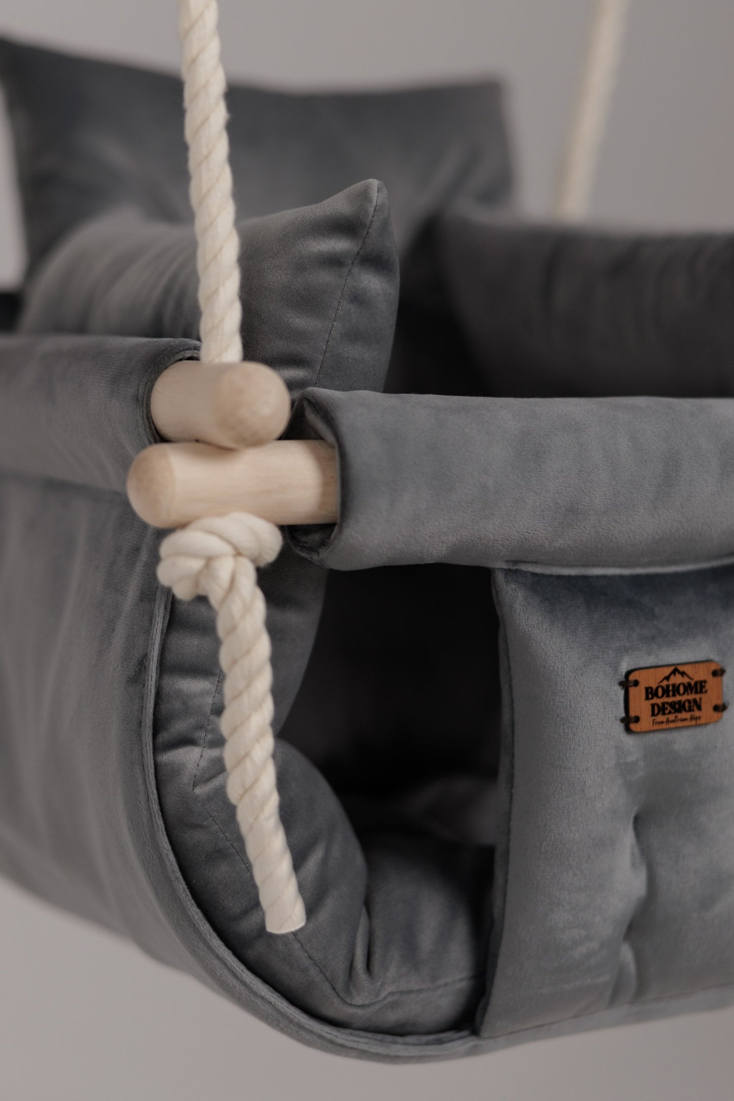 Luxury Dolphin Gray - Handmade Baby Swing