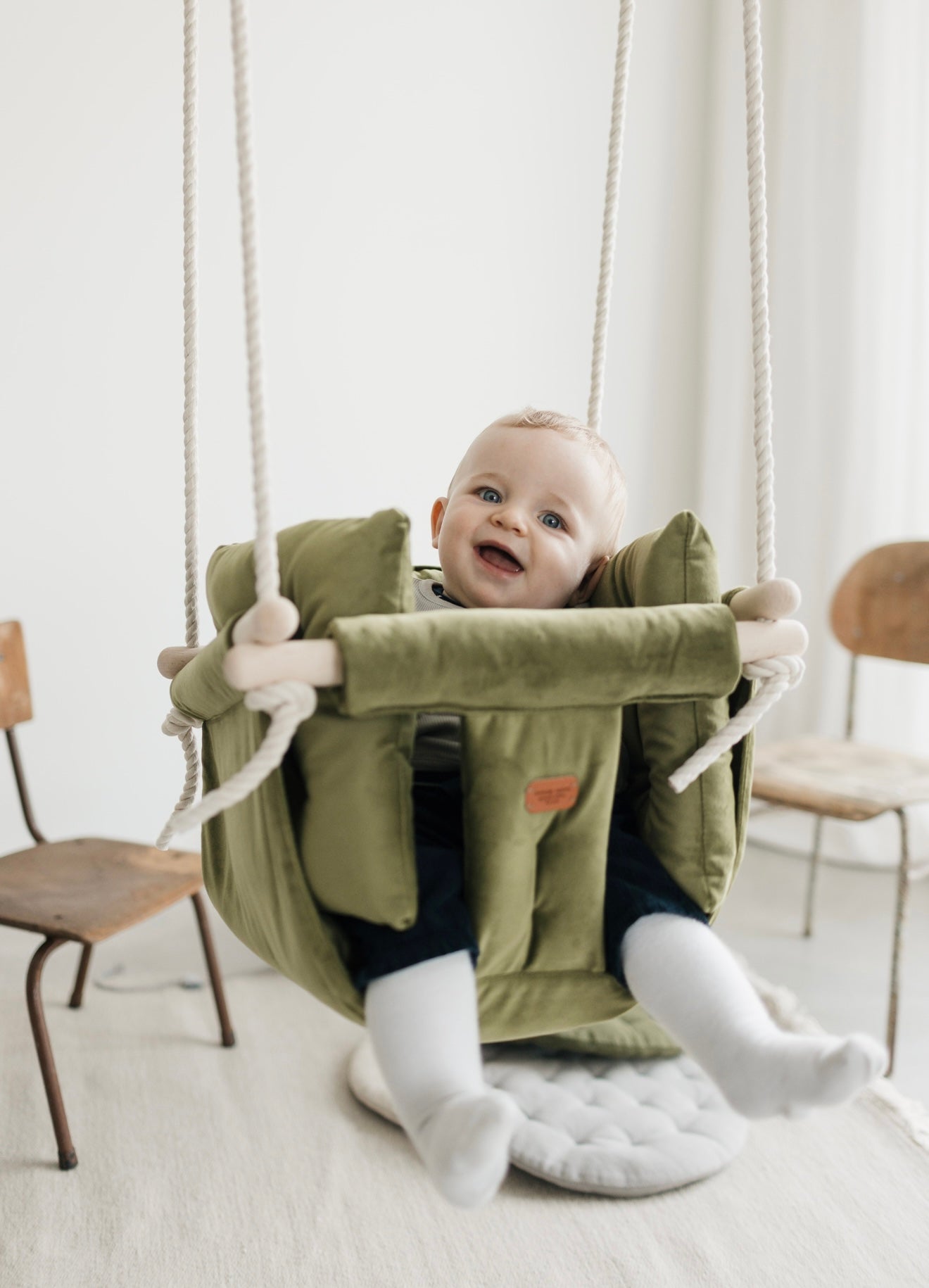 Luxury Olive Green Ljuljaška - Ručno radjena ljuljaška za bebe